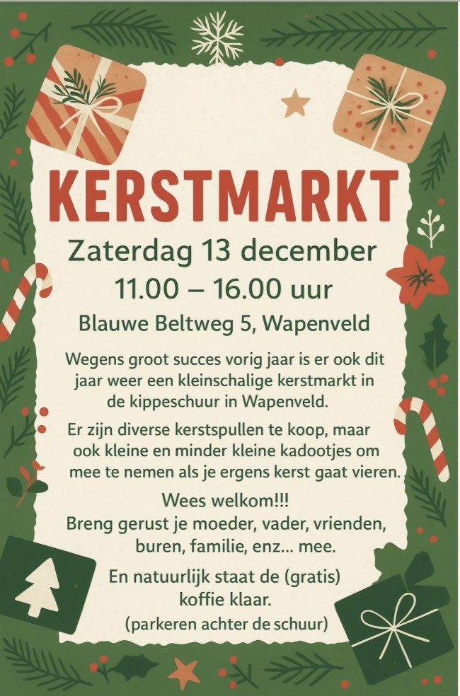 Kleine kerstmarkt in Wapenveld 2025